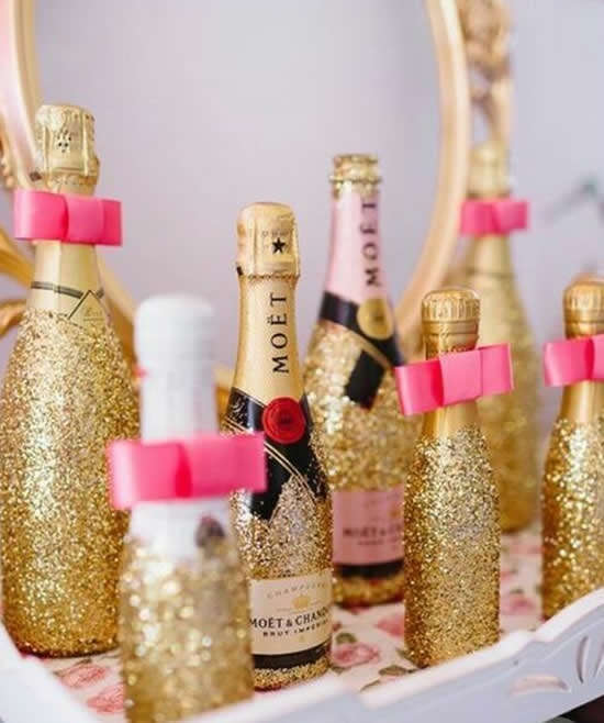 Garrafas Decoradas com Glitter: Brilho e Glamour - detalhe