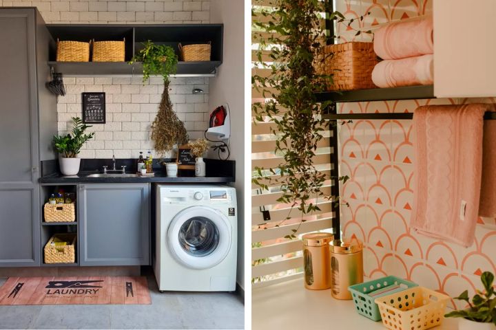 Toque Romântico: Lavanderia Decorada com Renda, Flores e Cores Pastel - detalhe