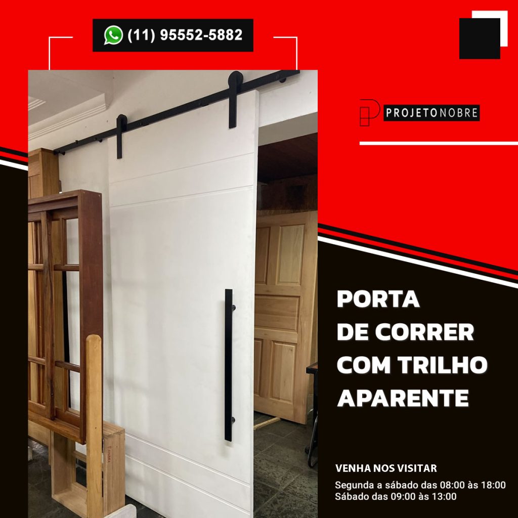 Porta de Correr Estilo Industrial com Trilhos Aparentes: Design Autêntico - detalhe