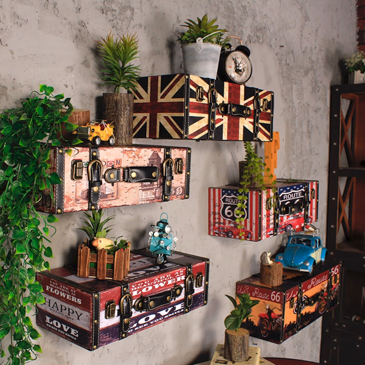 Prateleiras Vintage com Acessórios Retrô: Nostalgia Charmosa! - ideia