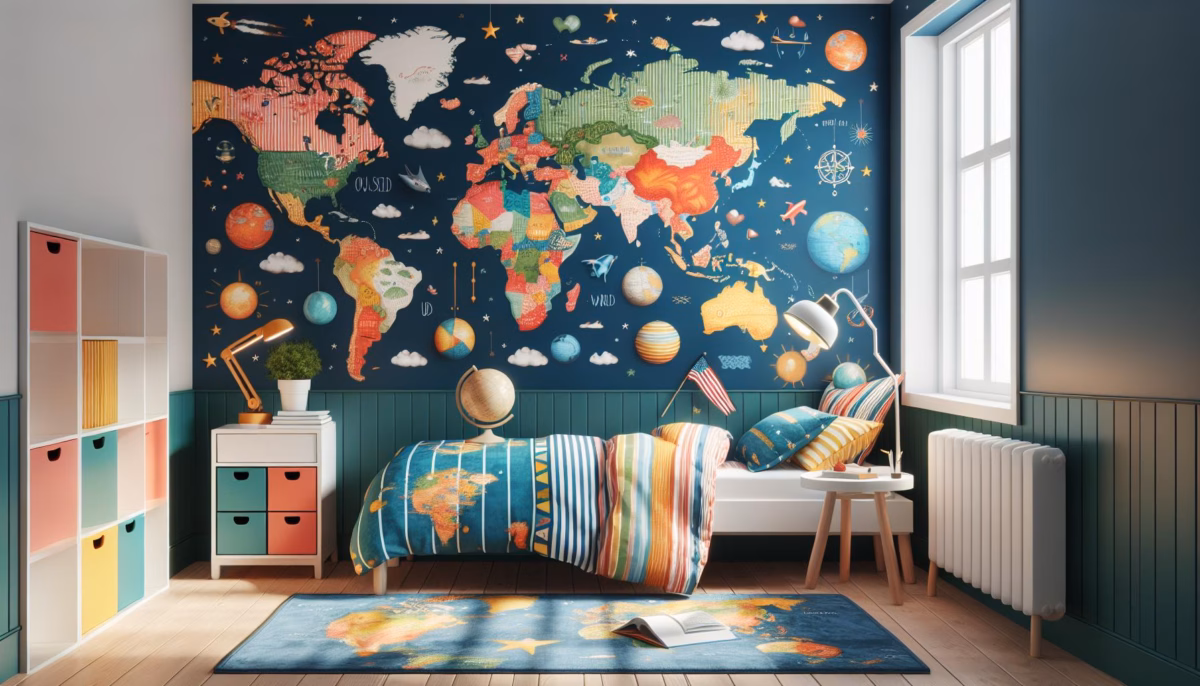 Quarto com Escrivaninha e Mapa Mundi para Inspirar - inspiração