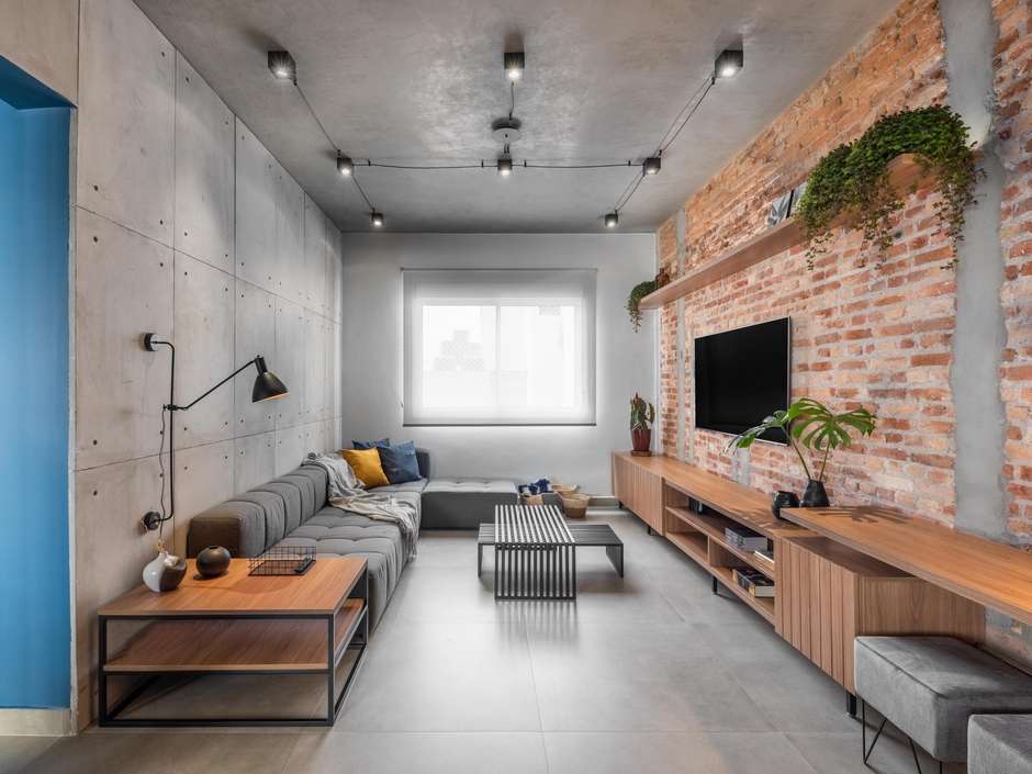 Toque Industrial Chic: Cimento Queimado 3D para um Visual Moderno - detalhe