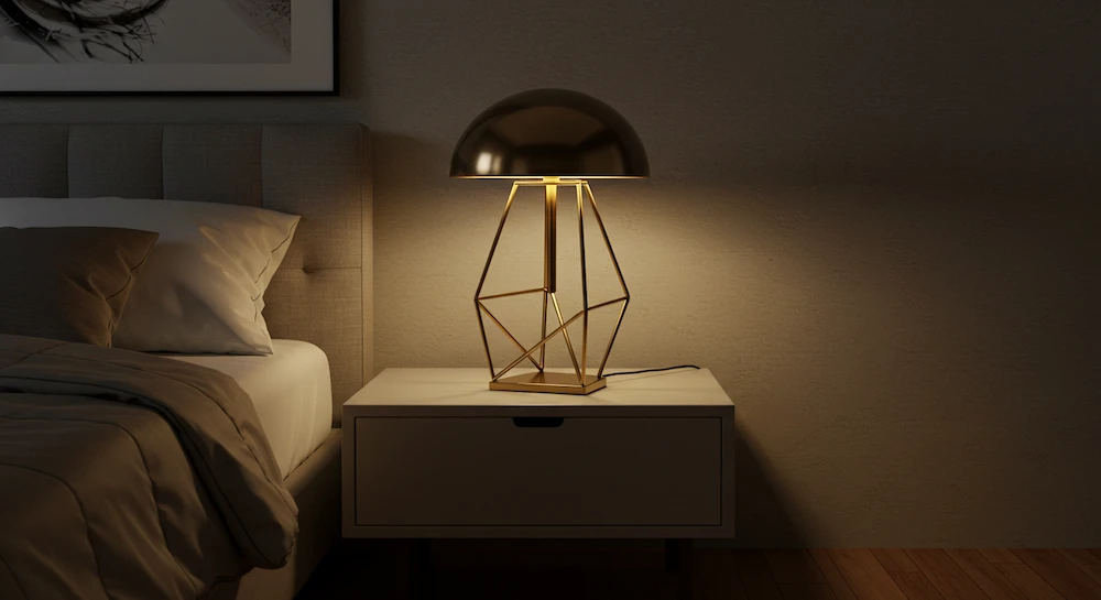 Abajur Minimalista com Cúpula Geométrica: Modernidade e Elegância - detalhe