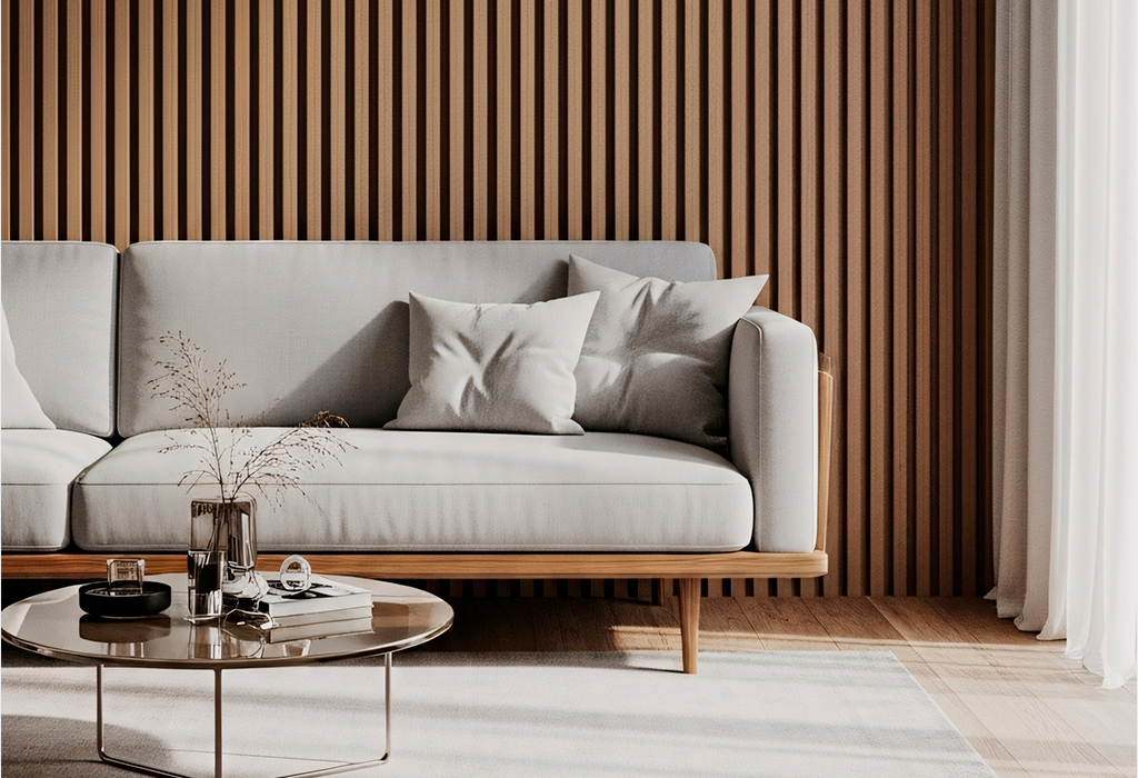 Com Painéis de Nogueira: Aconchego e Sofisticação - detalhe