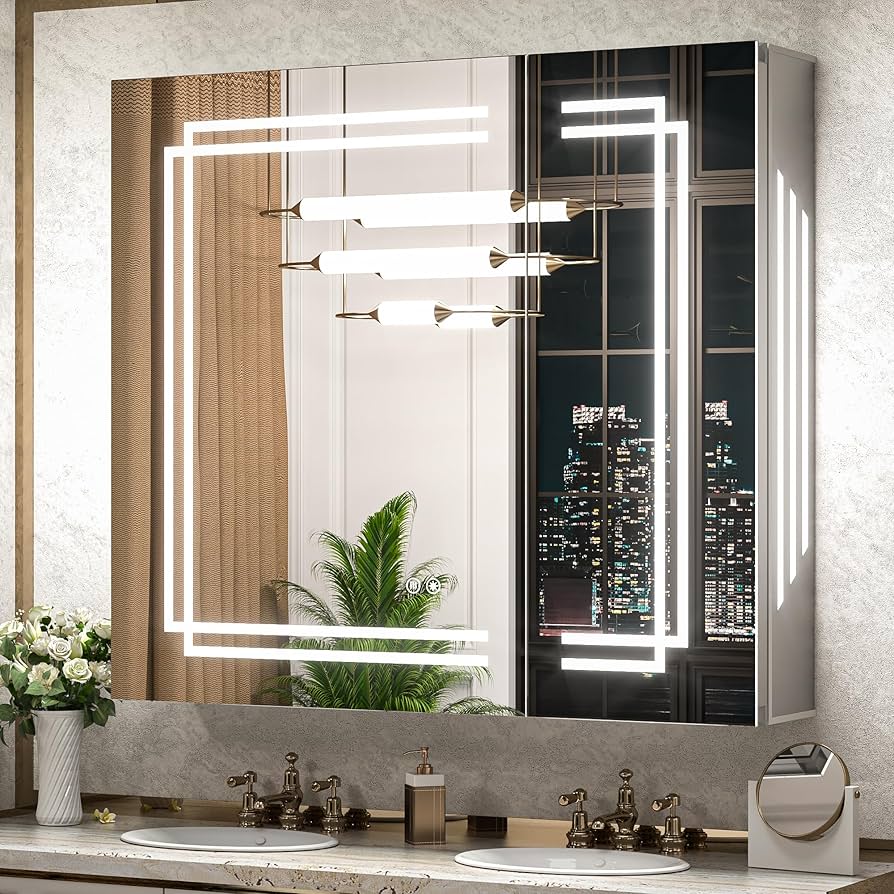 Armário de Banheiro com Espelho LED Embutido: Elegância e Funcionalidade! - detalhe