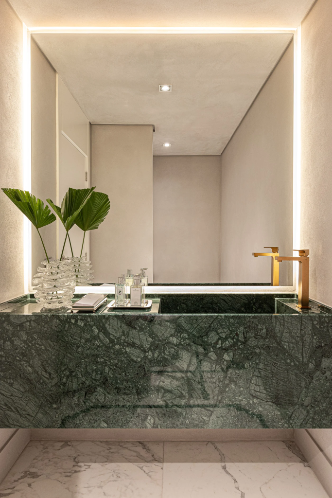 Bancada com Cuba Esculpida em Pedra Natural: Elegância Atemporal - inspiração