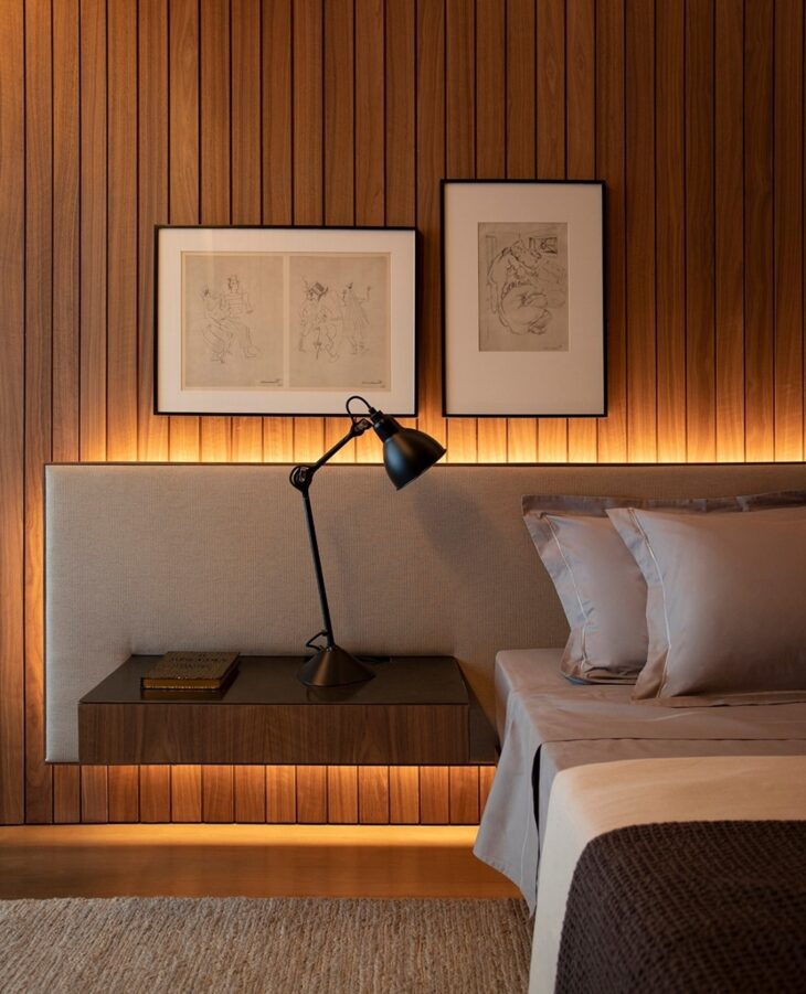 Cabeceira Suspensa com Iluminação LED Embutida: Modernidade e Conforto - detalhe