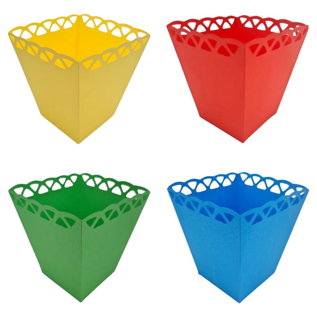 Cachepôs Vibrantes com Pintura Geométrica: Cores e Formas Que Alegram! - ideia