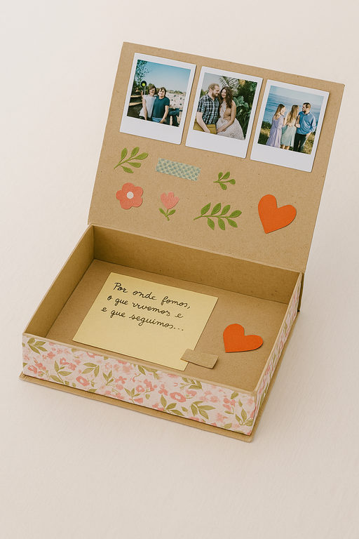 Caixas de Papelão Decoradas com Scrapbook: Lembranças em Ordem - inspiração