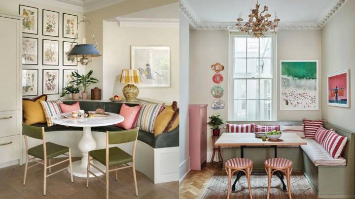 Canto Alemão Aconchegante com Estofado Floral e Almofadas Coloridas - detalhe