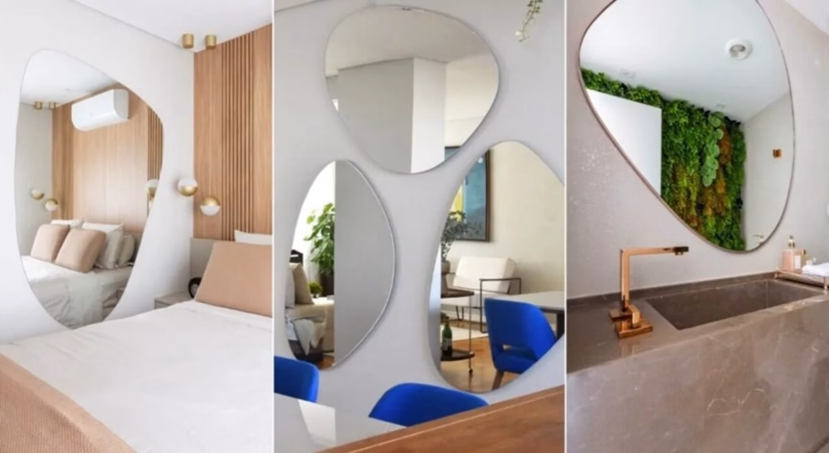 Espelho em Formato Orgânico: A Natureza Entrando em Seu Lar - detalhe