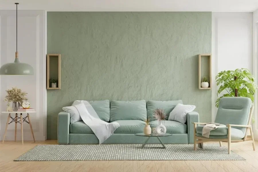 Contraste Urbano: Verde Militar com Cinza e Texturas de Concreto para um Loft Moderno - ideia