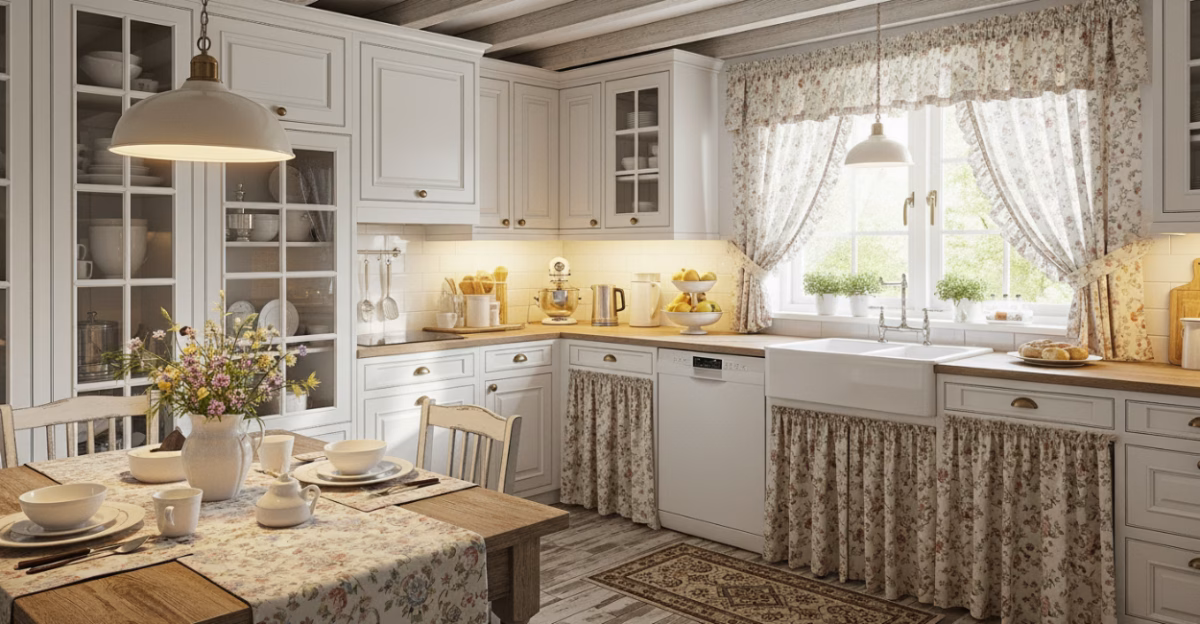 Estilo Cottage com Prateleiras Abertas: Romântica e Acolhedora - inspiração