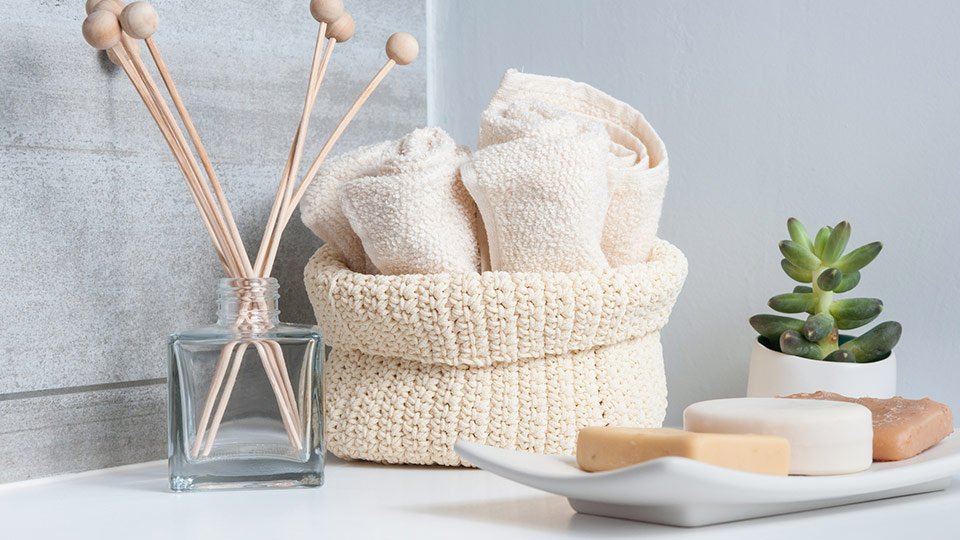 Decoração com Toalhas Coloridas e Enroladas - detalhe