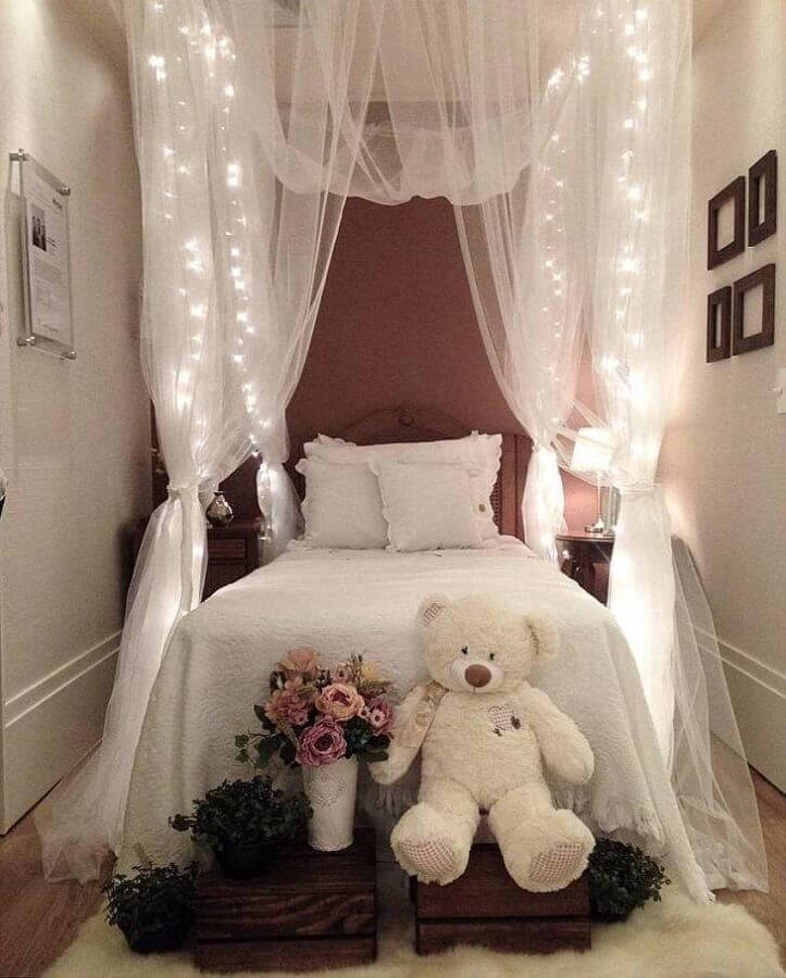 Decoração Romântica com Dossel Iluminado: Noites Mágicas! - detalhe