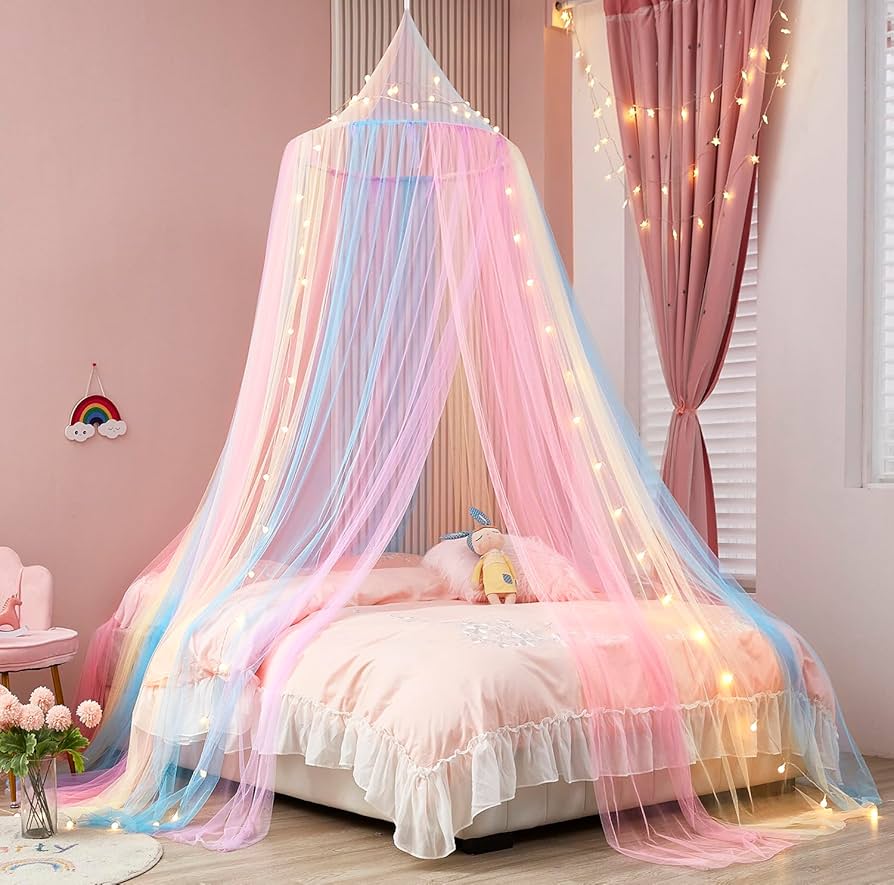 Decoração Romântica com Dossel Iluminado - ideia