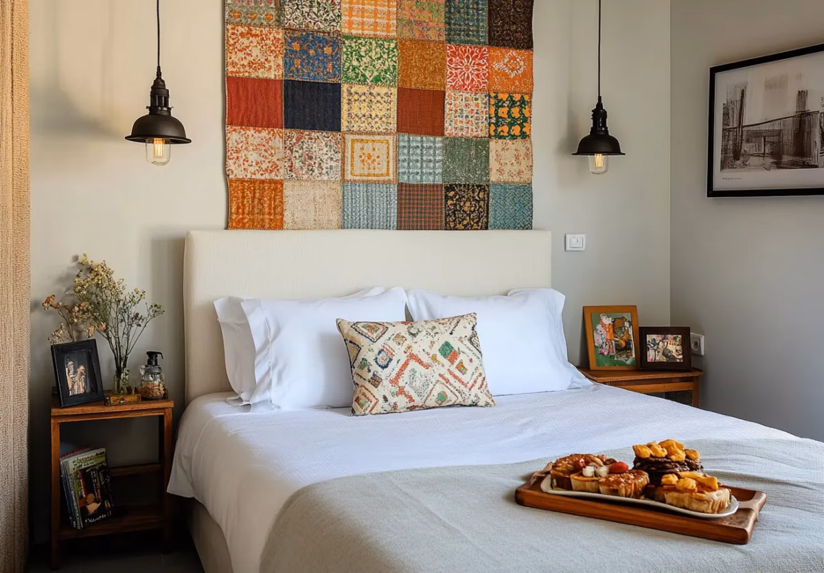 Com Tecido Colorido: Patchwork Moderno - detalhe