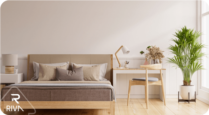 Minimalismo no Quarto: Oásis de Calma com Roupas de Cama Neutras e Poucos Objetos - ideia