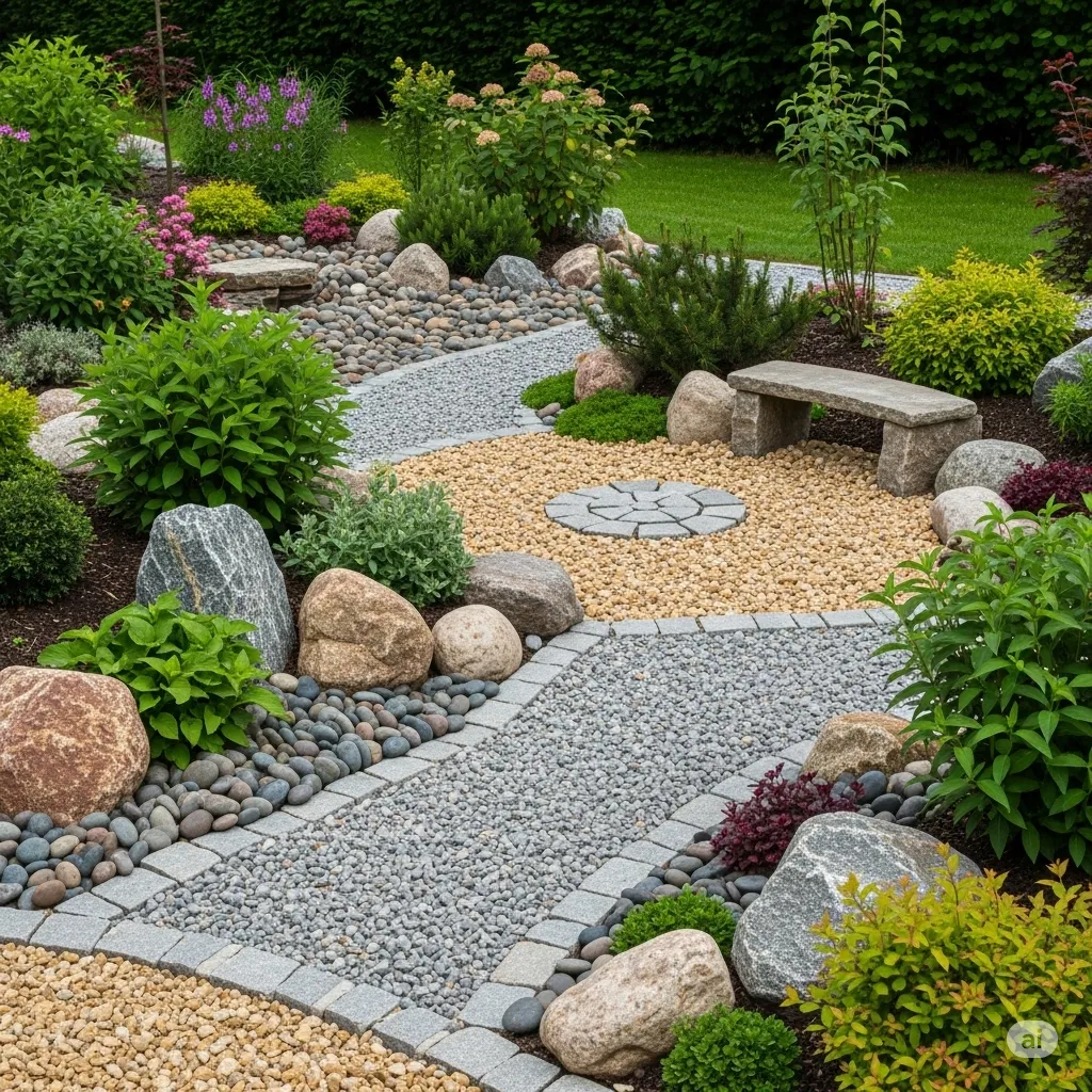 Cantinhos Verdes Relaxantes com Pedras Decorativas - inspiração