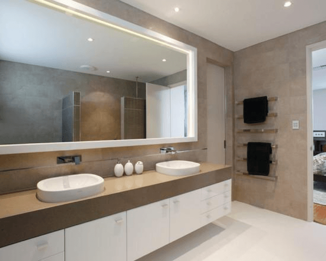 Espelho Cobre com Detalhes Geométricos: Modernidade e Sofisticação - ideia