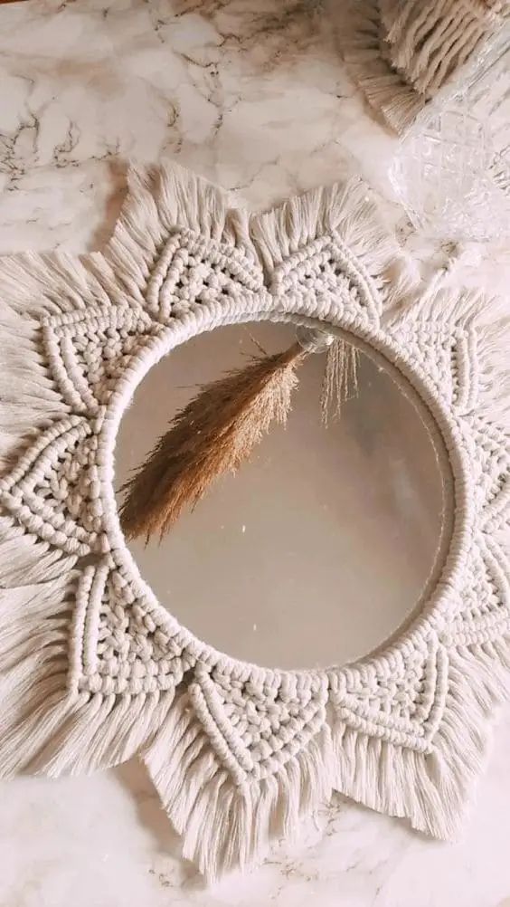 Com Macramê: A Arte Boêmia Abraçando o Espelho - ideia