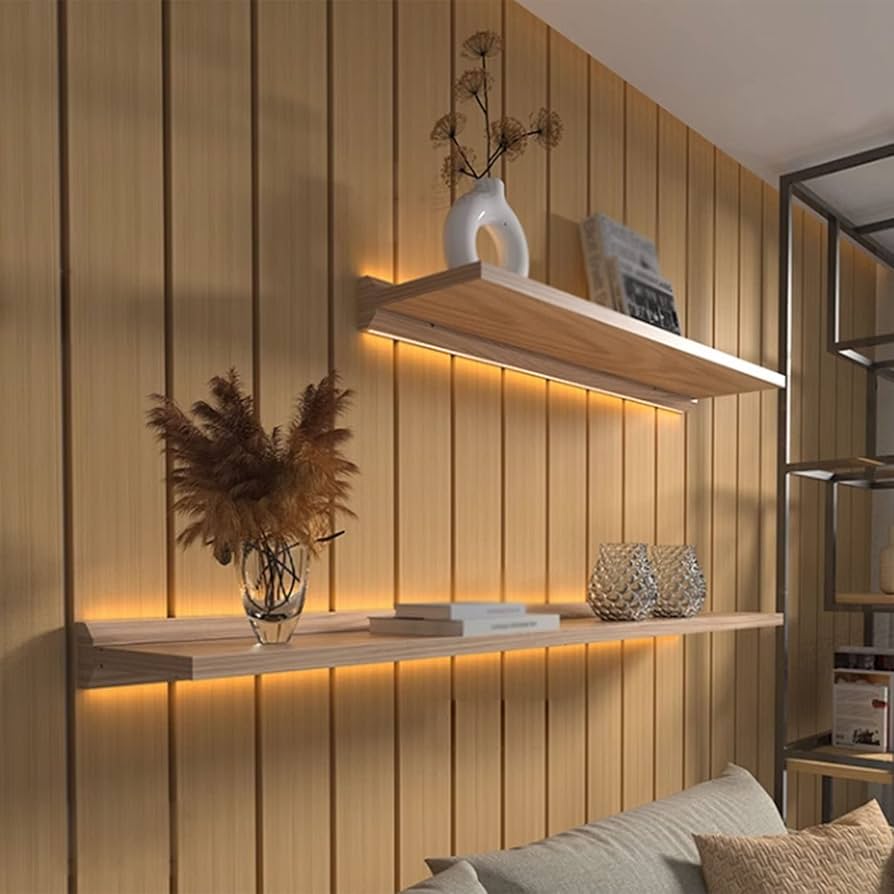 Estante Suspensa com Iluminação Embutida: Elegância e modernidade que flutuam! - detalhe