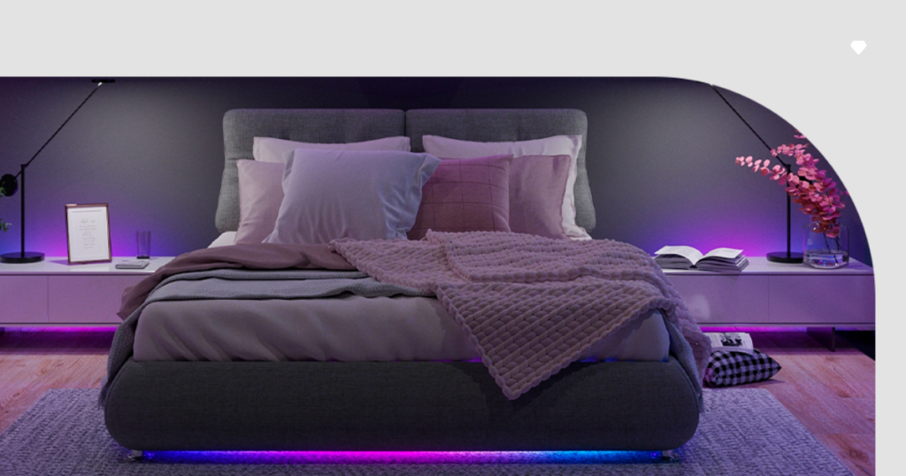 Quarto dos Sonhos: Fitas de LED no Contorno da Cama - ideia