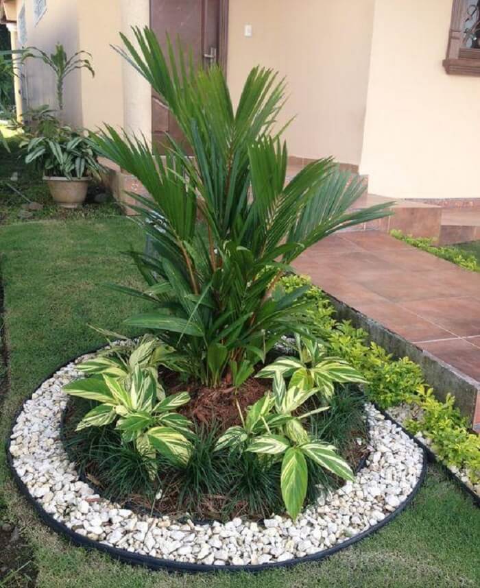 Com Contornos Sinusosos e Pedras Brancas: Um Jardim Minimalista - ideia