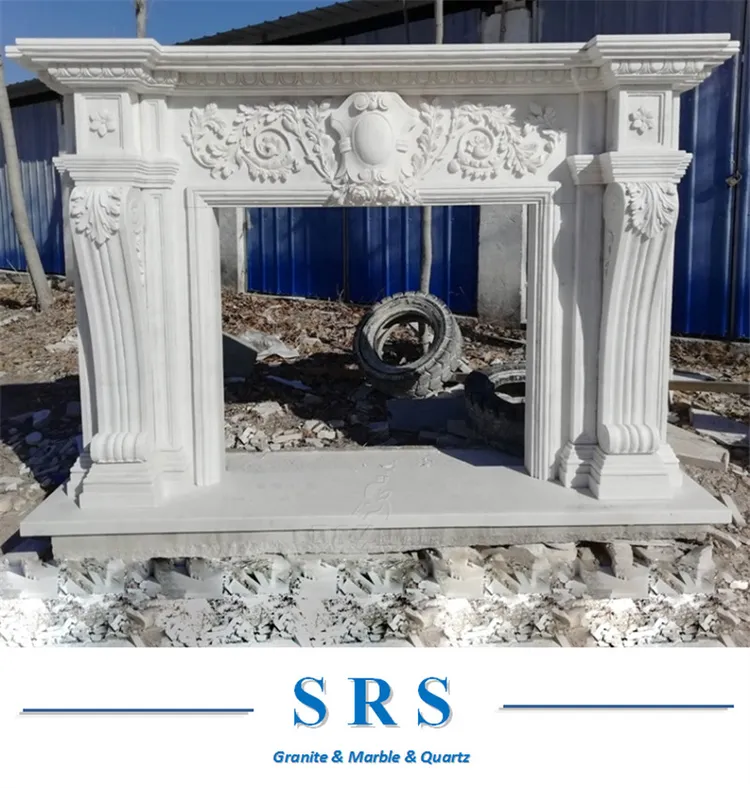 Lareira Aconchegante com Acabamento em Granito Branco e Detalhes Rústicos - detalhe