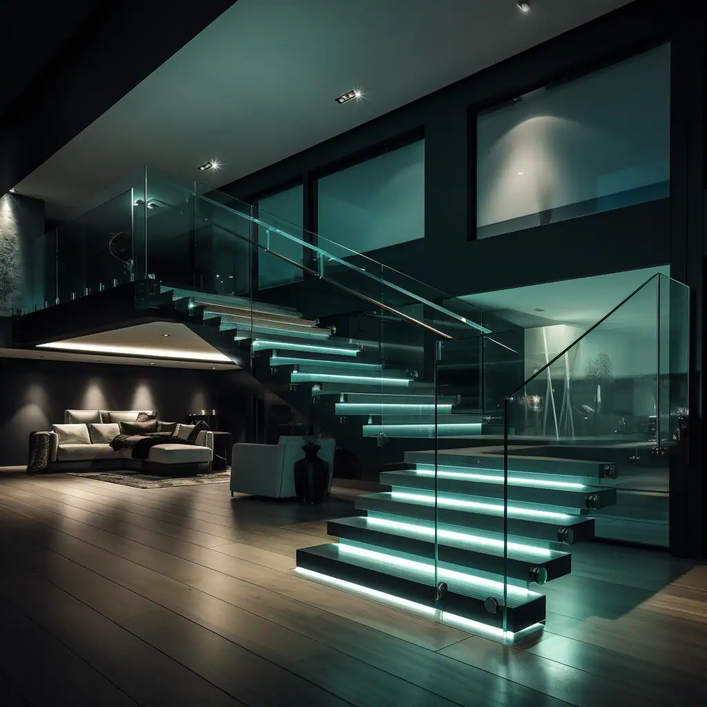 Guarda Corpo de Vidro com Iluminação LED Embutida: Sofisticação Noturna - inspiração