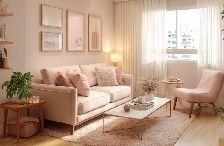 Sala Romântica com Cortinas Leves e Decoração Floral - inspiração