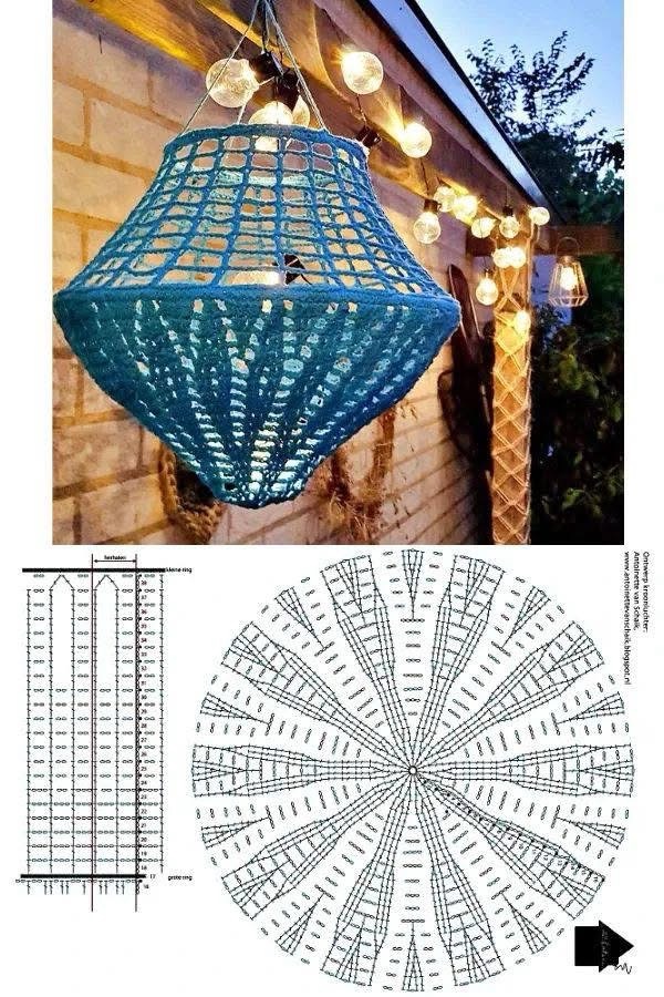 Iluminação Aconchegante com Cúpulas de Crochê: Charme Artesanal que Aquece - detalhe