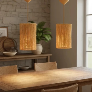 Estilo Rústico Chic com Luminárias de Palha Natural - ideia