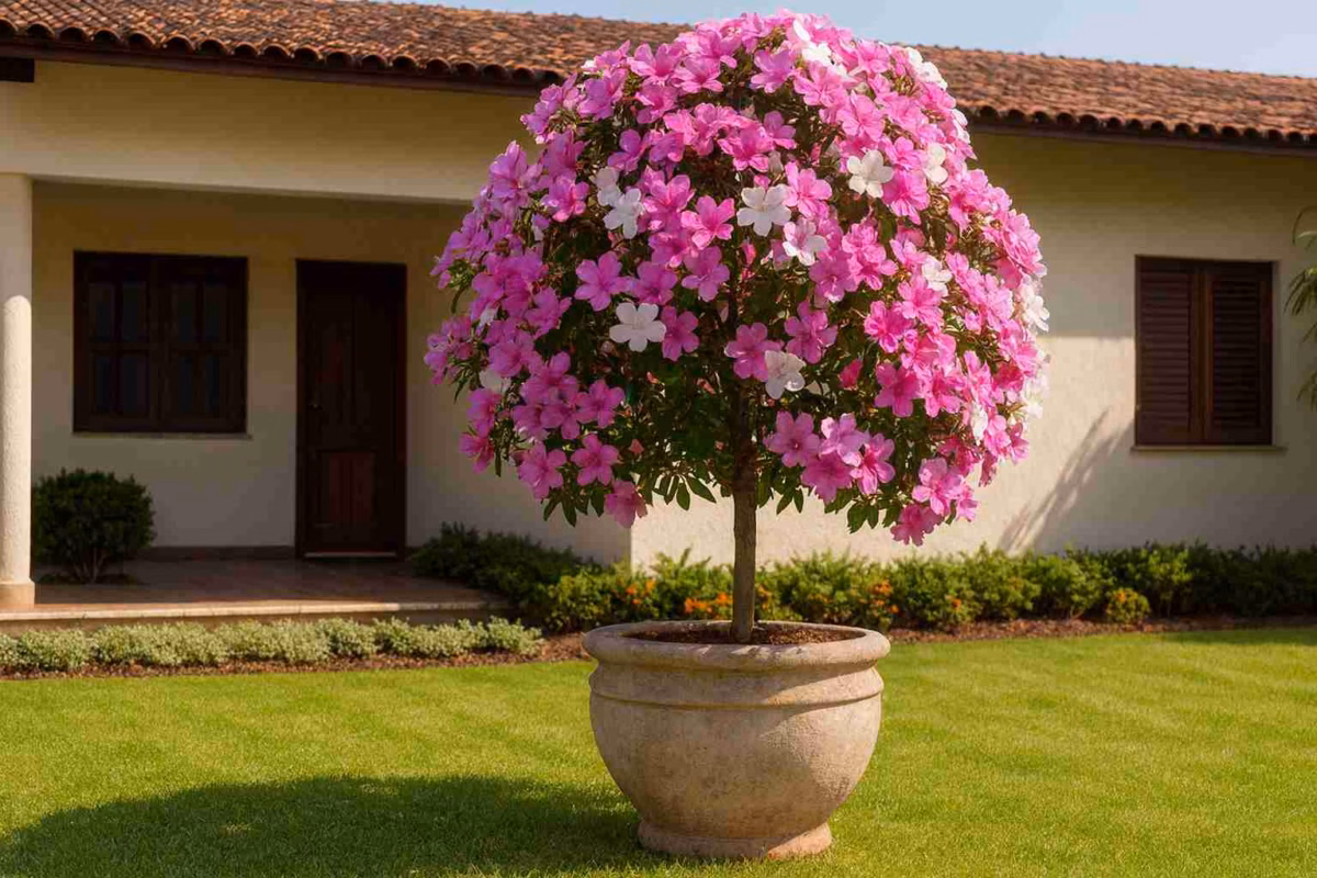 Manacá-da-Serra em Vasos Rústicos de Cerâmica: Um Toque Campestre - detalhe