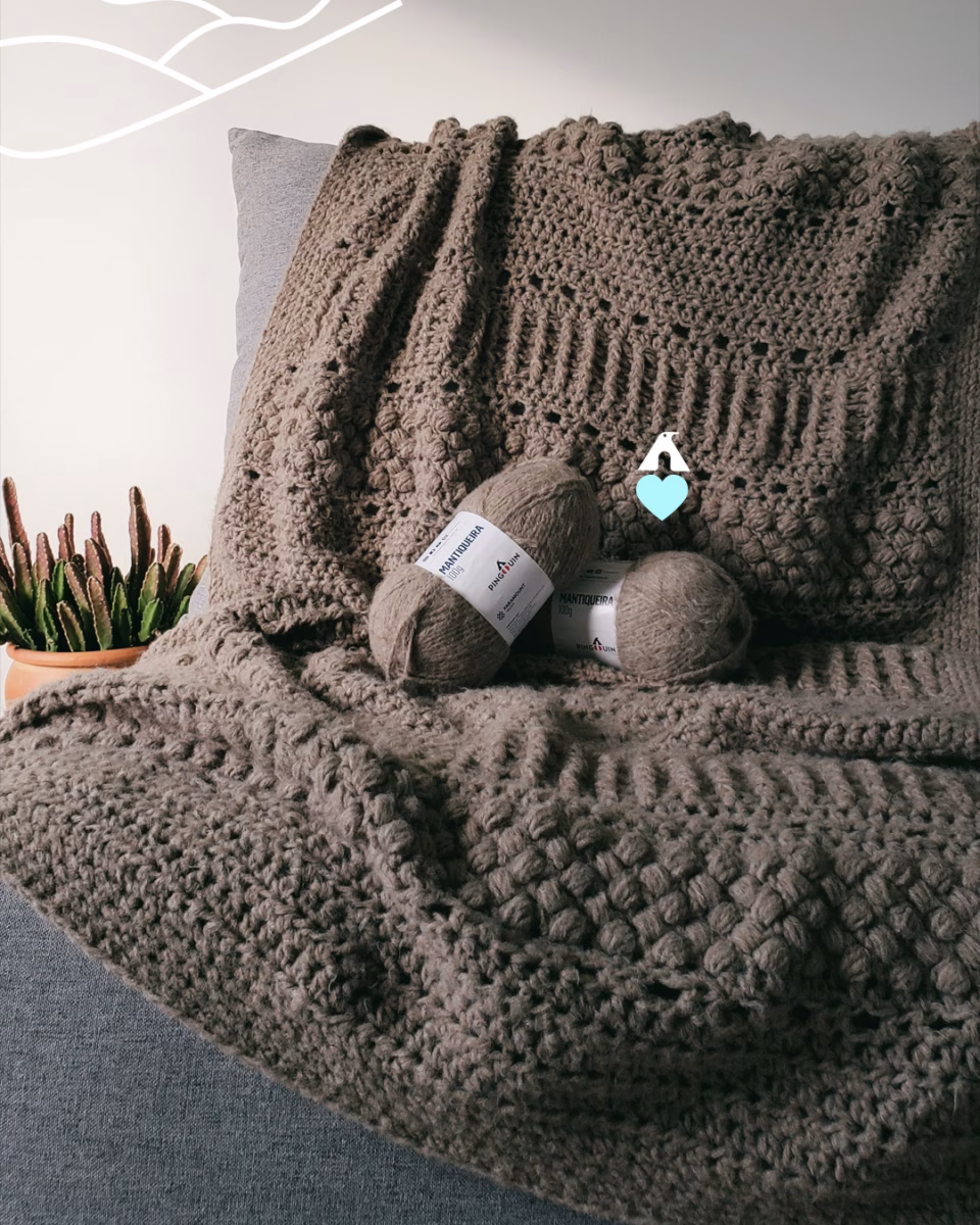 Manta Texturizada em Tricô para um Sofá Aconchegante - detalhe