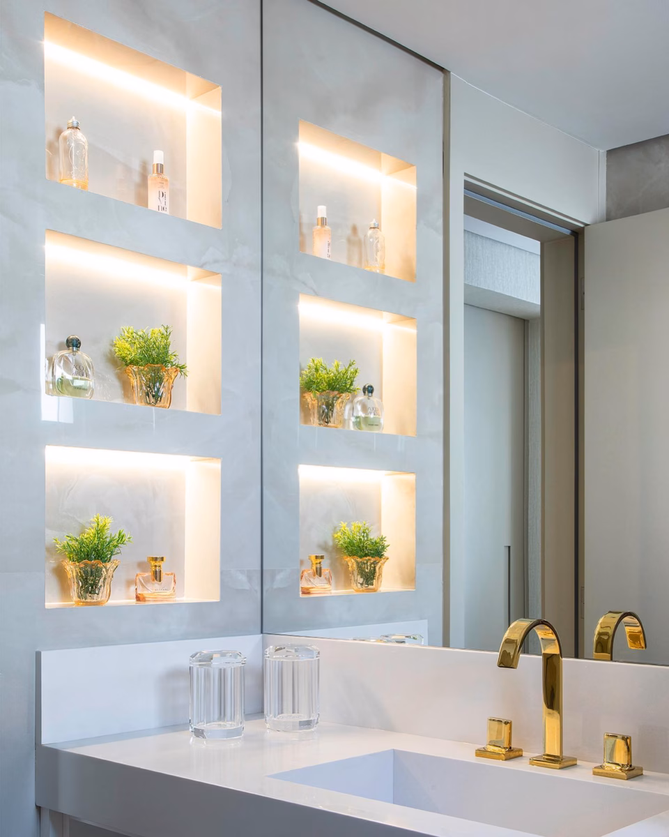 Nichos Iluminados com LED: Um Banho de Modernidade - detalhe