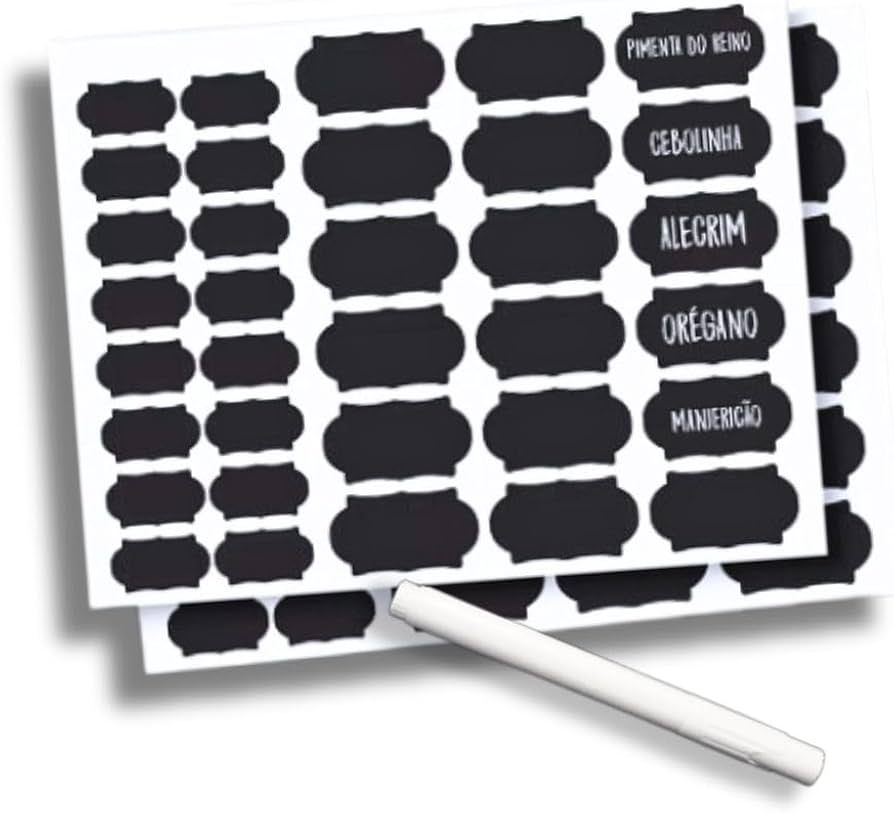 Com Etiquetas Lousa e Caneta Giz: Um Toque Retrô e Super Prático - detalhe