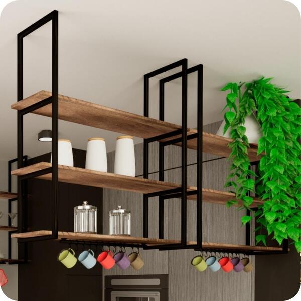 Organização Suspensa com Toque Industrial - ideia