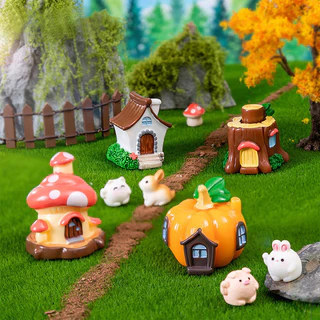 Jardim de Contos de Fadas com Luzes Pisca-Pisca e Mini-esculturas - ideia