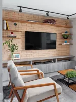 Painel de Tijolinho e Vegetação Integrada - inspiração