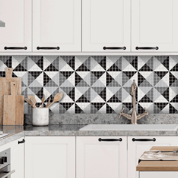 Desenhos Geométricos com Pastilhas para um Hall de Entrada Impactante - detalhe