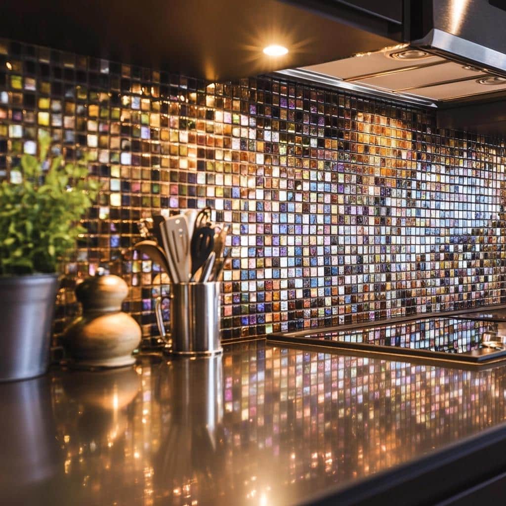 Pastilhas de Vidro Cristalino: Luminosidade e Elegância Refletida - detalhe