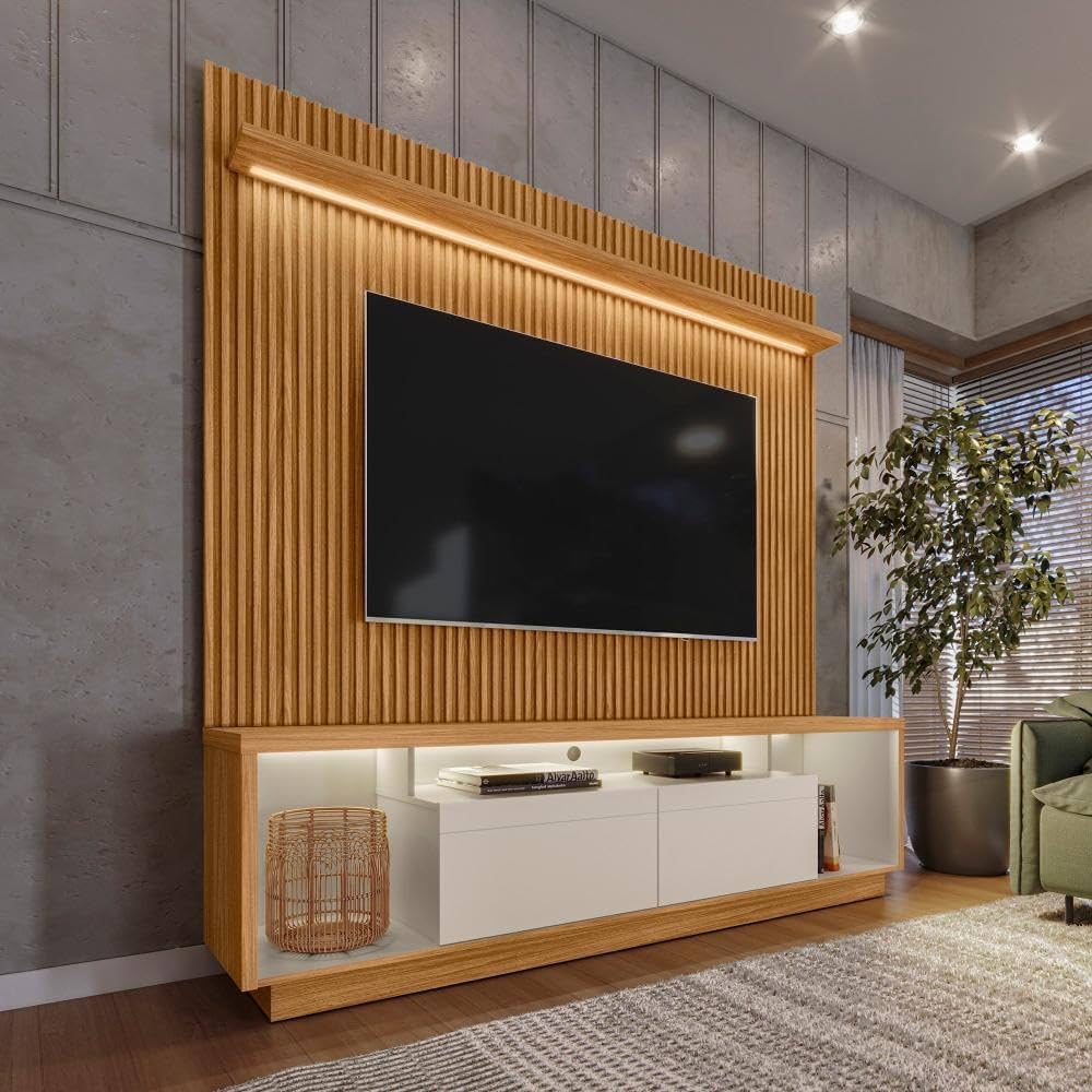 Rack com Painel Ripado e Detalhes em Cobre: Sofisticação Que Aquece - ideia