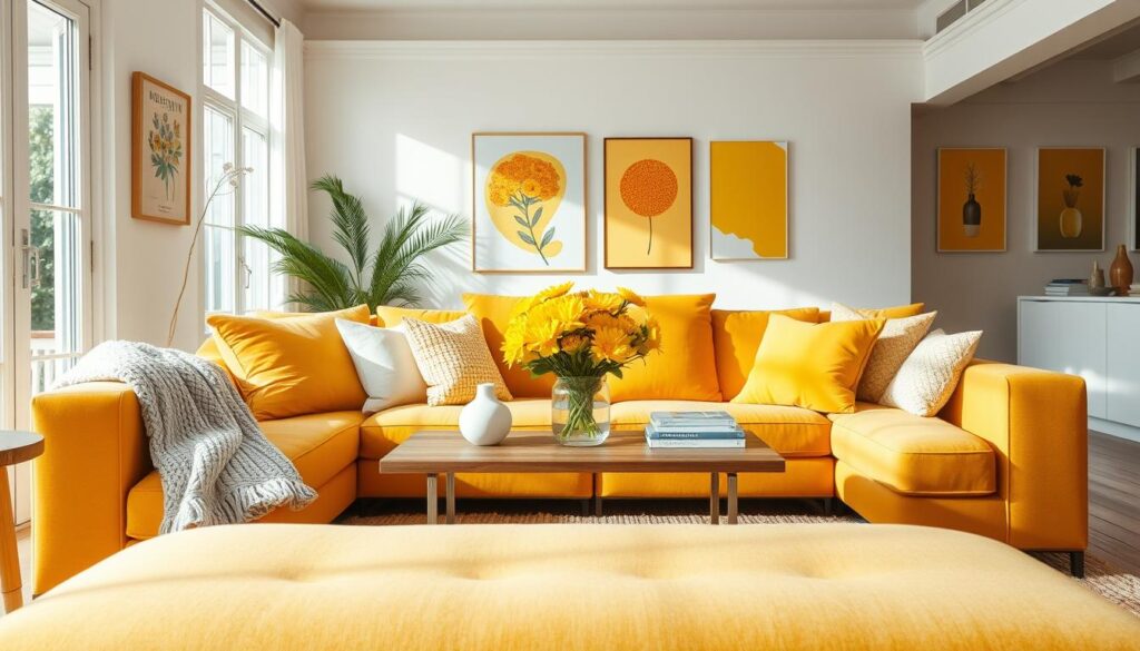 Amarelo Mostarda Aconchegante com Toques Rústicos - ideia