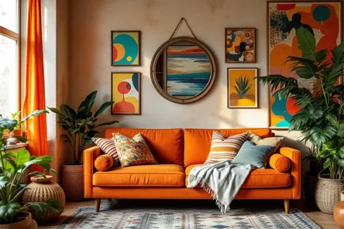 Sofá Laranja Vibrante em Linho: Energia e Vitalidade Para Sua Sala - ideia