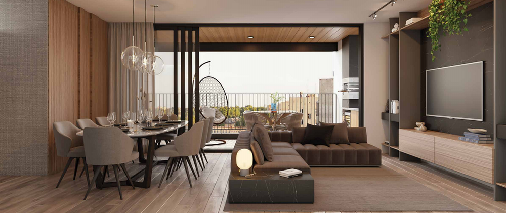 Com Integração à Varanda Gourmet: Ambientes Fluidos e Modernos - inspiração