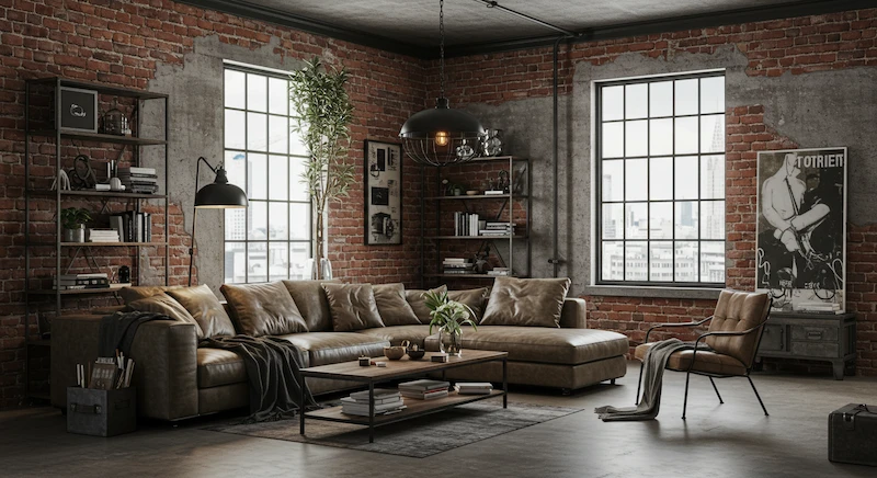 Concreto e Vidro: A Sala de Estar Moderna com Estilo Industrial Chic - ideia