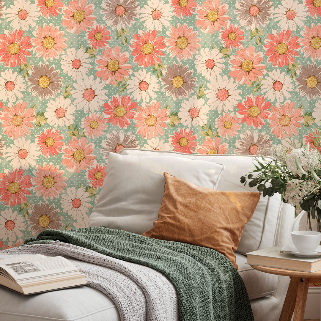 Com Papel de Parede Floral - ideia