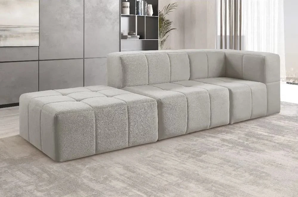 Sofá Sem Braço Modular Cinza para uma Sala Minimalista e Moderna - ideia