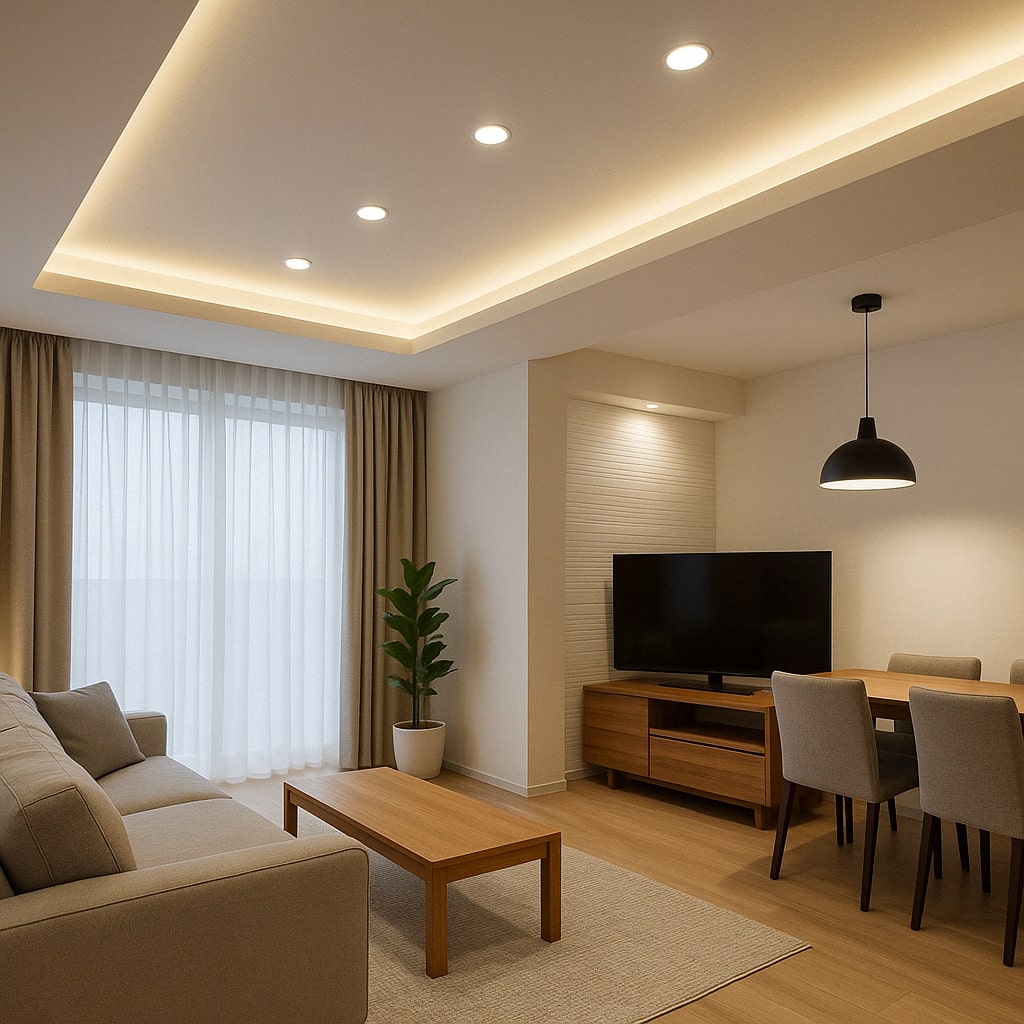 Spots Embutidos no Gesso: Elegância Minimalista e Luz Discreta - detalhe